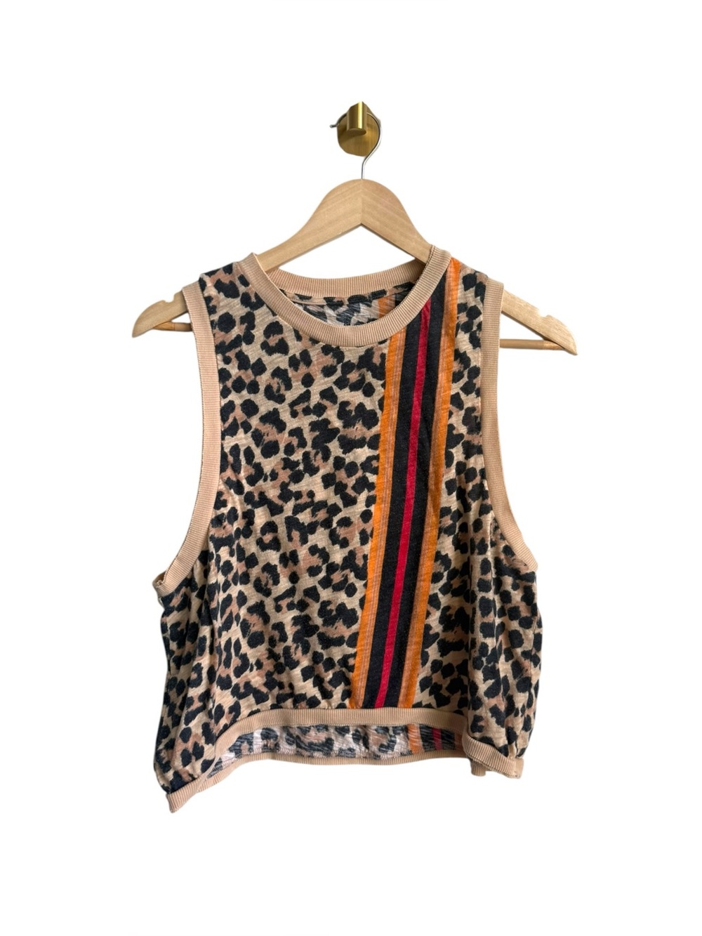 FP Movement Free People Love Printed Leopard Retro Stripe Muscle Tank XS